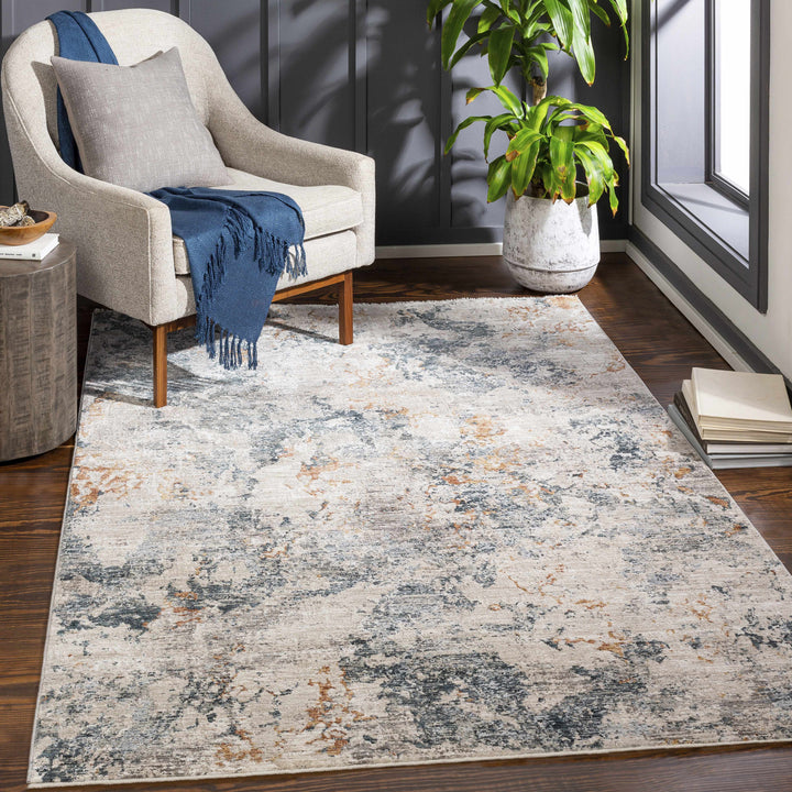 Tracyton Blue And Ivory Modern Abstract Design Area Rug