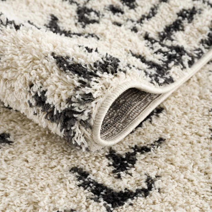 Traditional Beige and Charcoal Machine Woven Moroccan Multi size Tribal Trellis Plush Pile Turkish Rug - The Rug Decor
