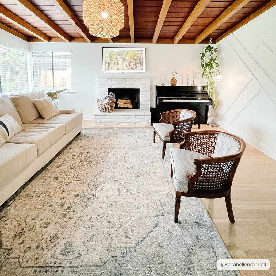 Traditional Beige And Charcoal Rug - The Rug Decor