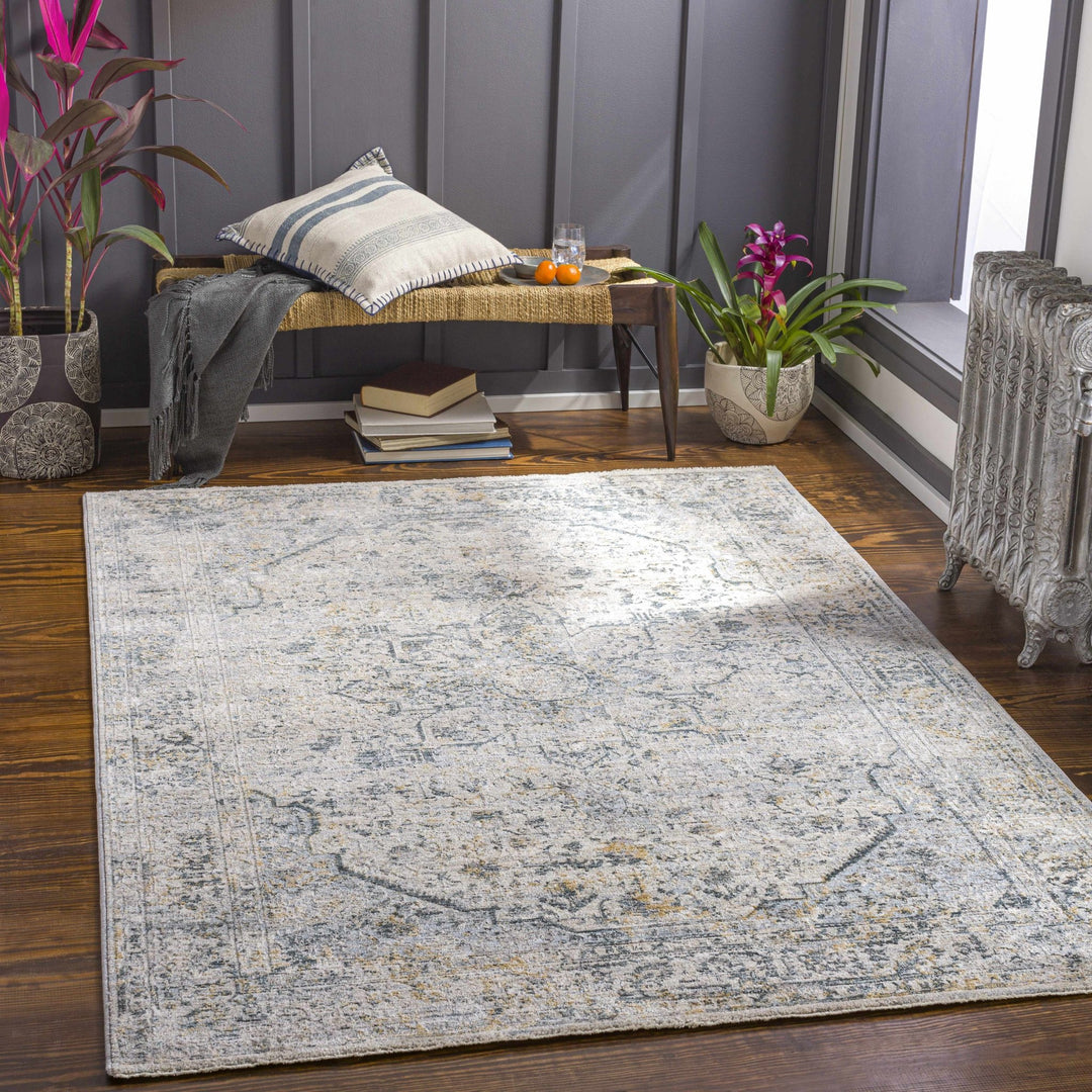 Traditional Beige And Charcoal Rug - The Rug Decor
