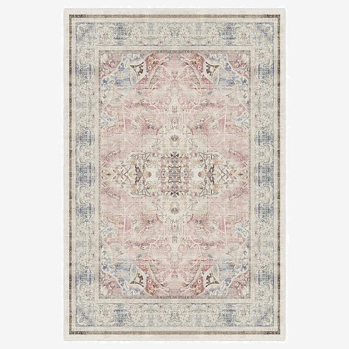 Traditional Beige And Pink Machine Washable Cotton Area Rug - The Rug Decor