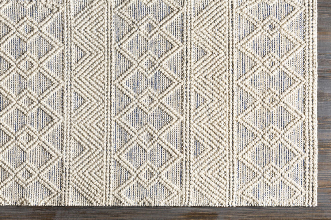 Traditional Beige Flatwoven Dhurrie Rug Woolen Chunky and Soft Trellis Wool Area Rug - The Rug Decor