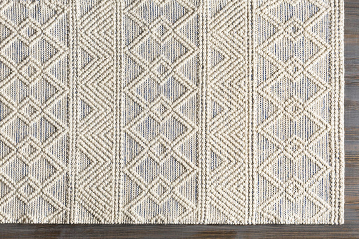 Traditional Beige Flatwoven Dhurrie Rug Woolen Chunky and Soft Trellis Wool Area Rug - The Rug Decor