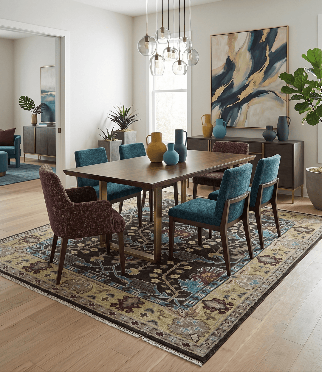 Traditional Black, Beige and Blue Antique Style Hand knotted Wool Area Rug - The Rug Decor