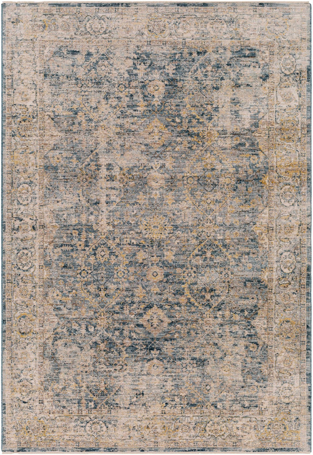Traditional Blue And Beige Machine Woven Outdoor Area Rug - The Rug Decor