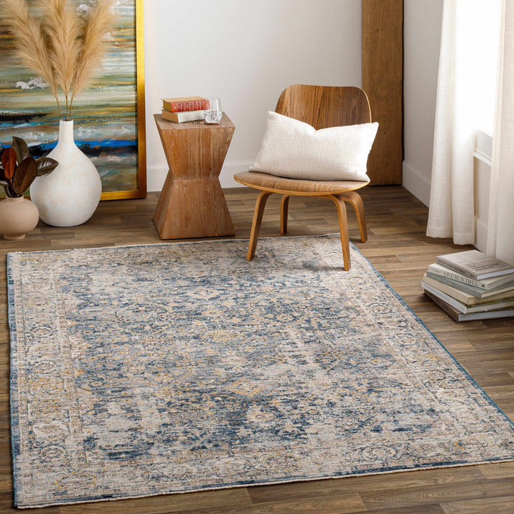 Traditional Blue And Beige Machine Woven Outdoor Area Rug - The Rug Decor