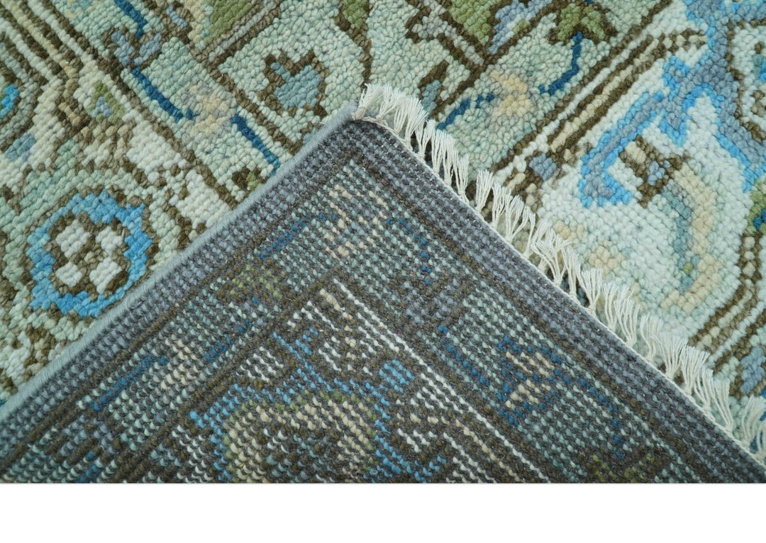 Traditional Blue And Gray Oushak Hand knotted Wool Area Rug - The Rug Decor