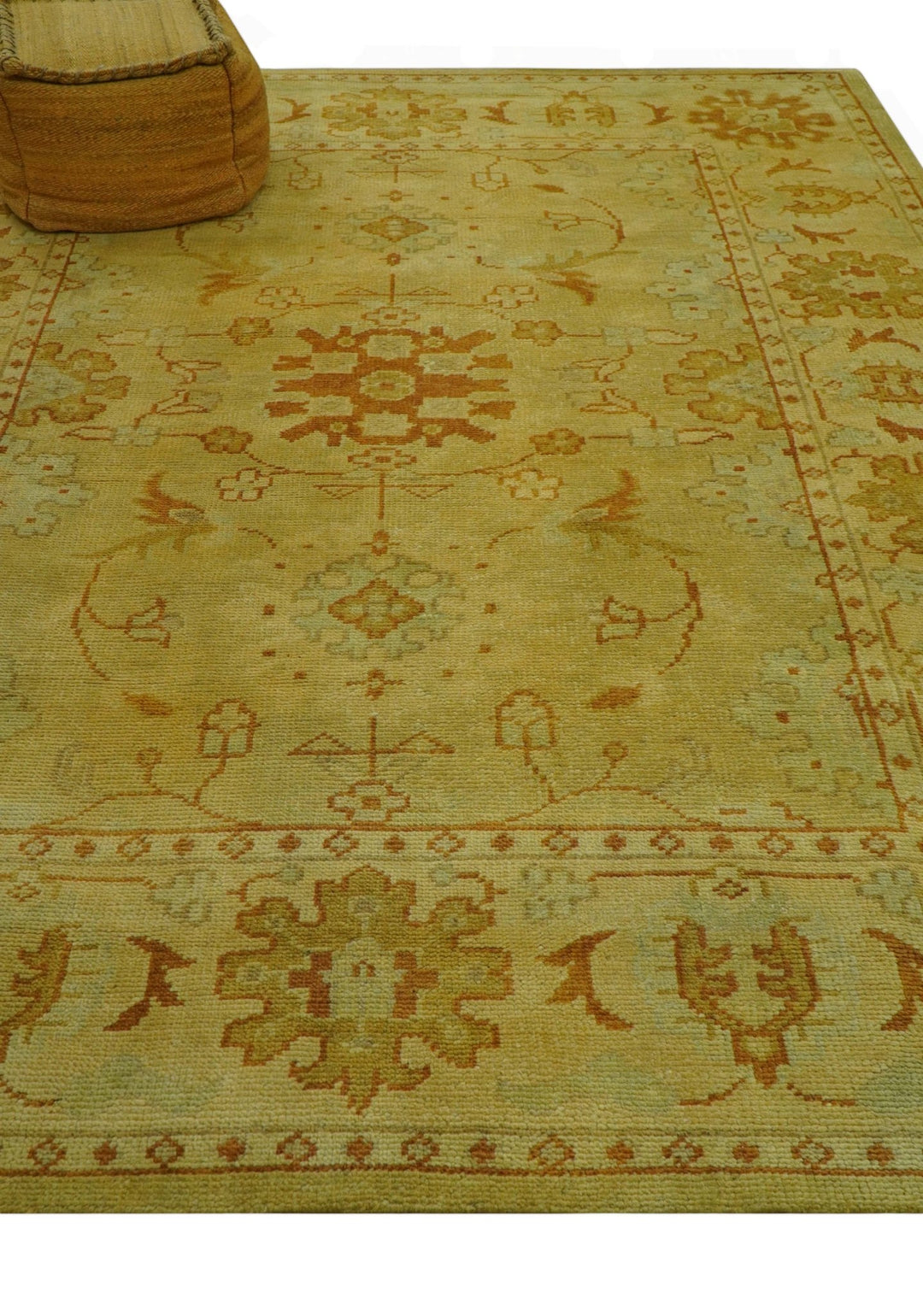 Traditional Design Antique beige and rust 8x10 Hand Knotted Wool Area Rug - The Rug Decor