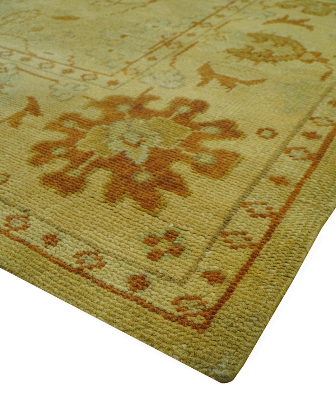 Traditional Design Antique beige and rust 8x10 Hand Knotted Wool Area Rug - The Rug Decor
