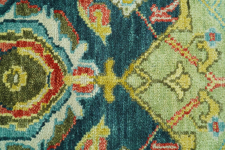 Traditional Design Blue, Rust and Gold Hand Knotted 9x12 Wool Rug - The Rug Decor