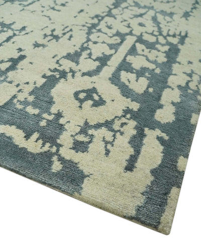 Traditional Design Charcoal and Beige 6x9 Hand Knotted wool area rug - The Rug Decor