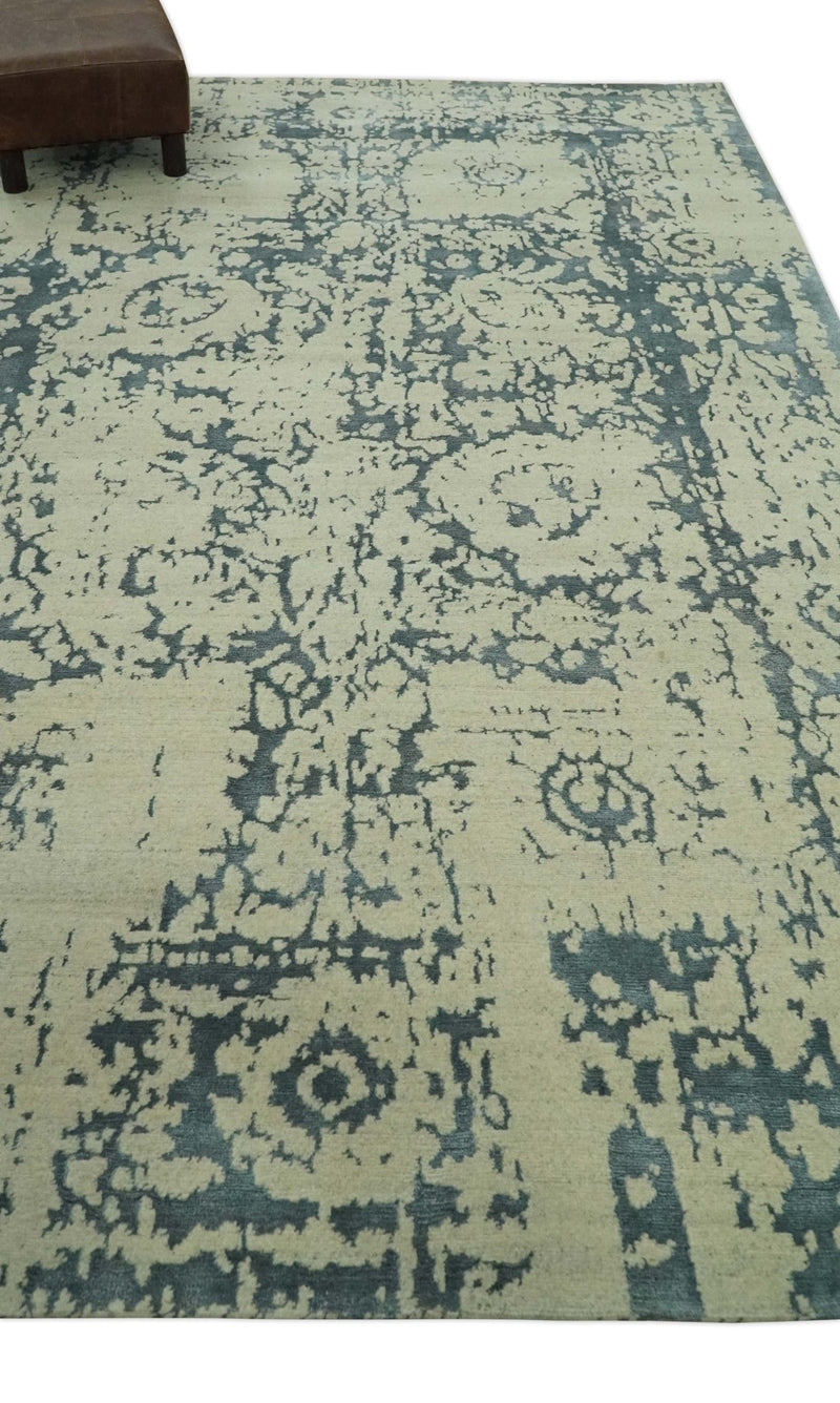 Traditional Design Charcoal and Beige 6x9 Hand Knotted wool area rug - The Rug Decor