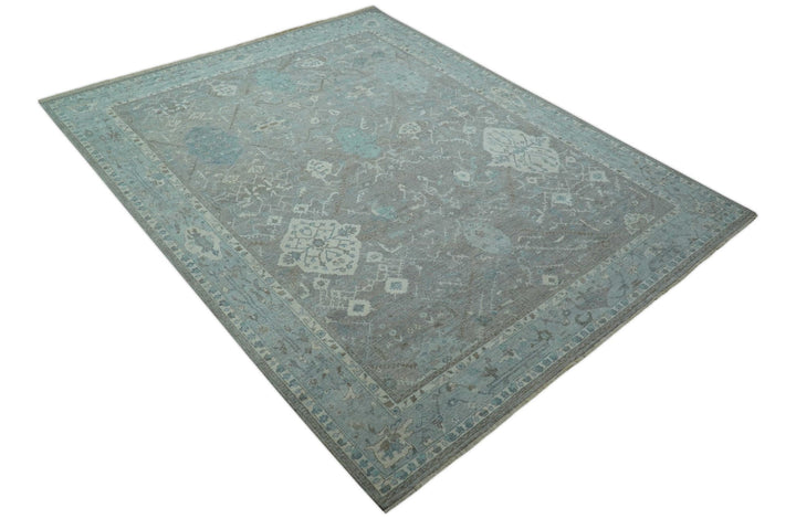 Traditional Design Gray And Beige Large 12x15 Hand Knotted Wool Rug - The Rug Decor