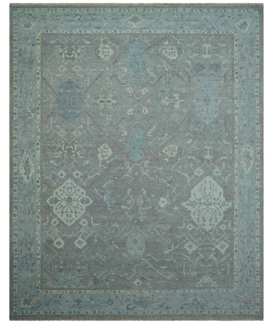 Traditional Design Gray And Beige Large 12x15 Hand Knotted Wool Rug - The Rug Decor