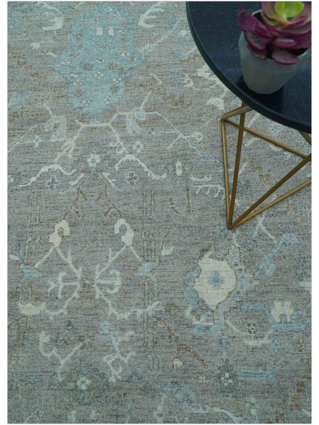 Traditional Design Gray And Beige Large 12x15 Hand Knotted Wool Rug - The Rug Decor