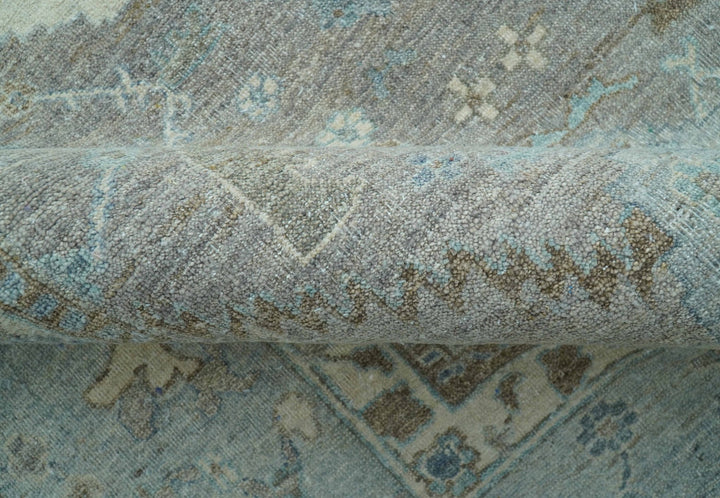 Traditional Design Gray And Beige Large 12x15 Hand Knotted Wool Rug - The Rug Decor