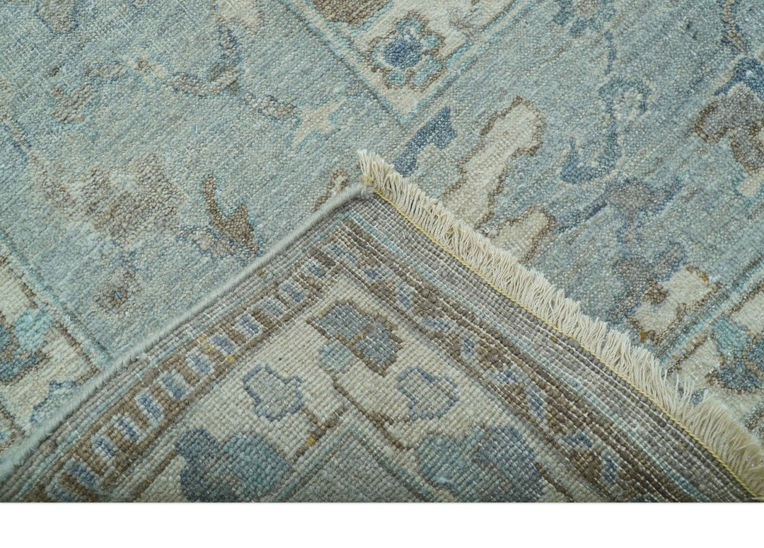 Traditional Design Gray And Beige Large 12x15 Hand Knotted Wool Rug - The Rug Decor