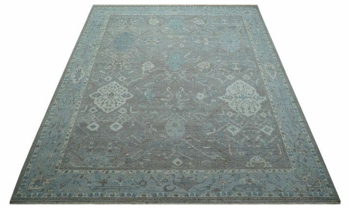 Traditional Design Gray And Beige Large 12x15 Hand Knotted Wool Rug - The Rug Decor