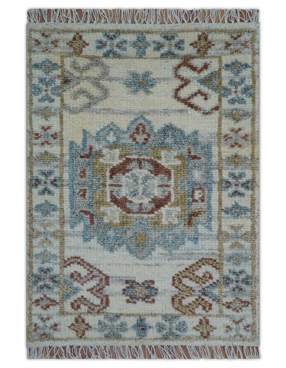 Traditional Design Ivory Hand knotted 2x3 Wool Area Rug - The Rug Decor