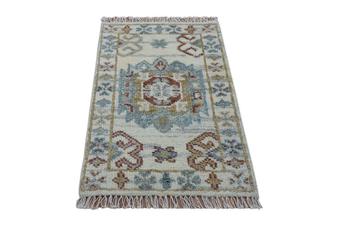 Traditional Design Ivory Hand knotted 2x3 Wool Area Rug - The Rug Decor