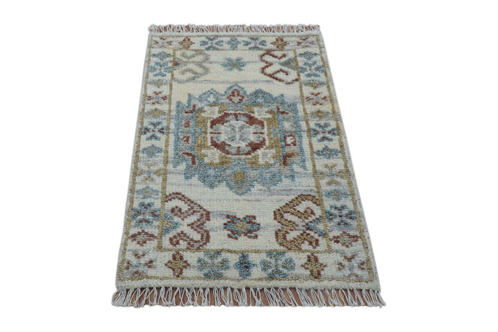 Traditional Design Ivory Hand knotted 2x3 Wool Area Rug - The Rug Decor