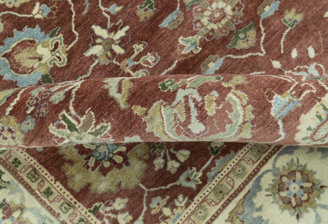 Traditional Design Red And Beige 8x10 Hand Knotted wool rug - The Rug Decor