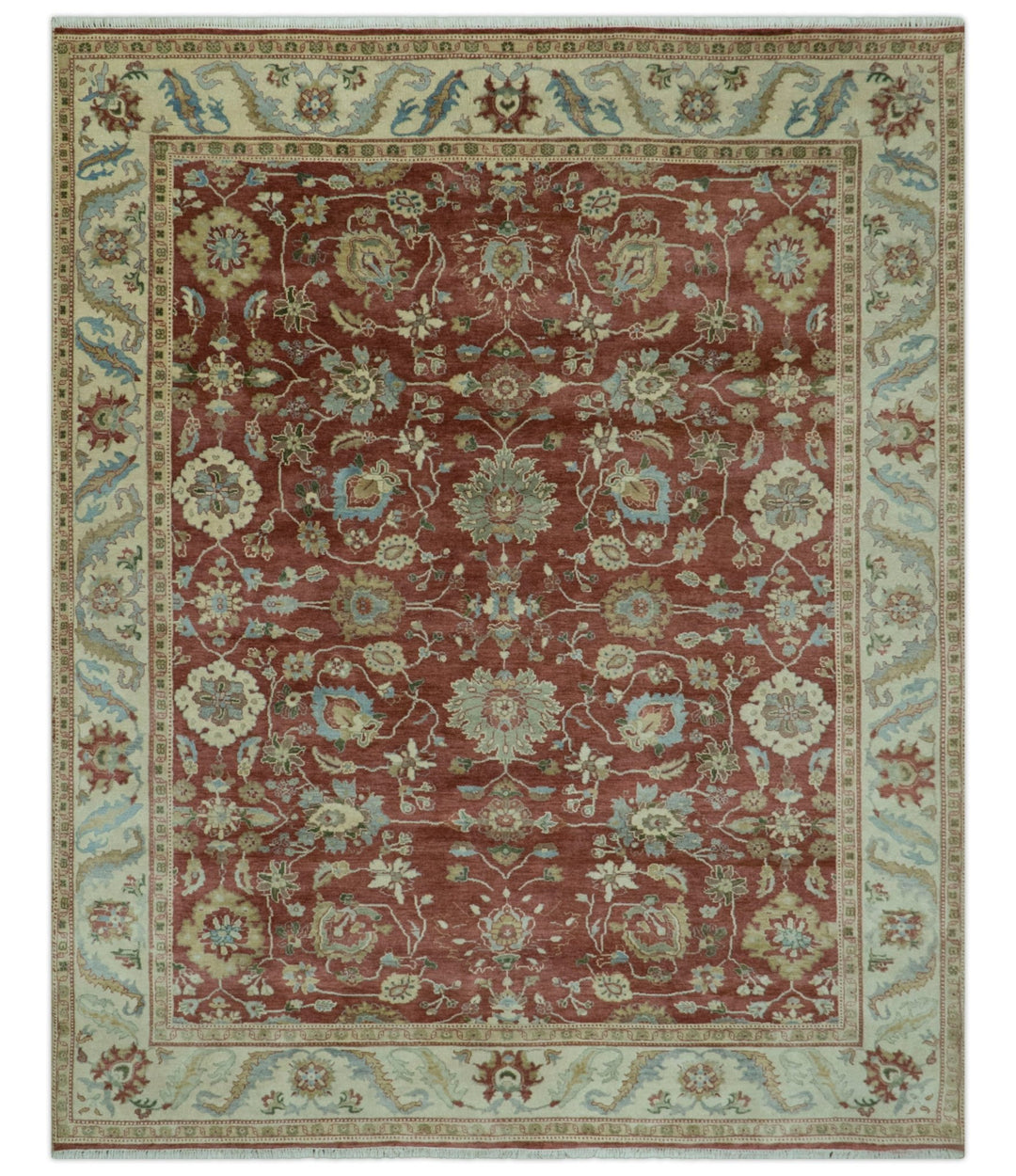 Traditional Design Red And Beige 8x10 Hand Knotted wool rug - The Rug Decor