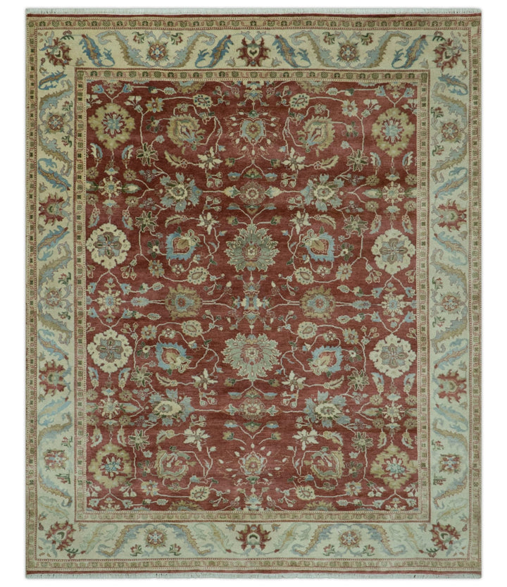 Traditional Design Red And Beige 8x10 Hand Knotted wool rug - The Rug Decor