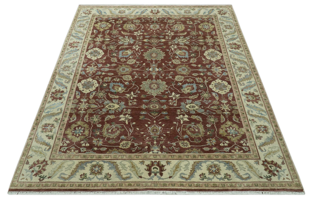 Traditional Design Red And Beige 8x10 Hand Knotted wool rug - The Rug Decor