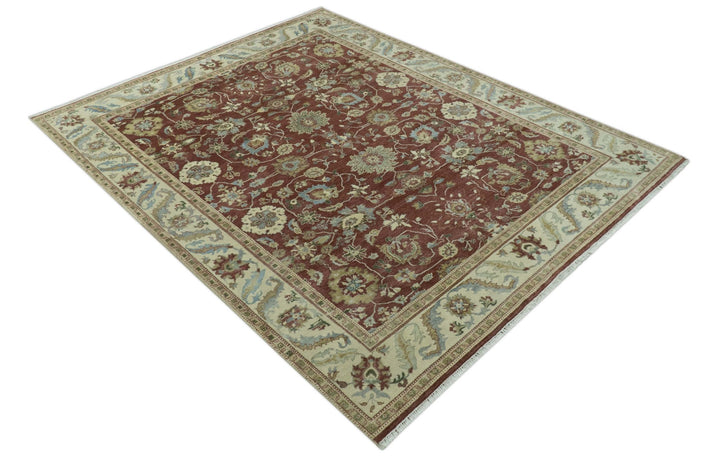 Traditional Design Red And Beige 8x10 Hand Knotted wool rug - The Rug Decor