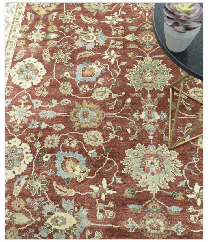 Traditional Design Red And Beige 8x10 Hand Knotted wool rug - The Rug Decor