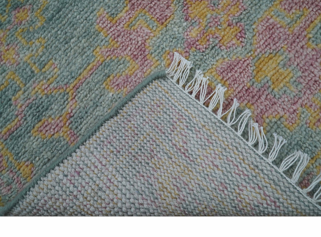 Traditional Design Teal And Pink 3x5 Hand knotted Wool Area Rug - The Rug Decor