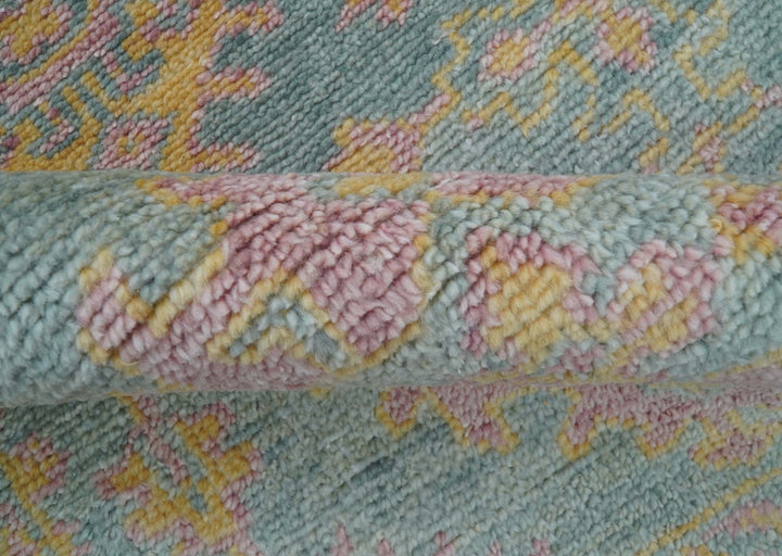 Traditional Design Teal And Pink 3x5 Hand knotted Wool Area Rug - The Rug Decor