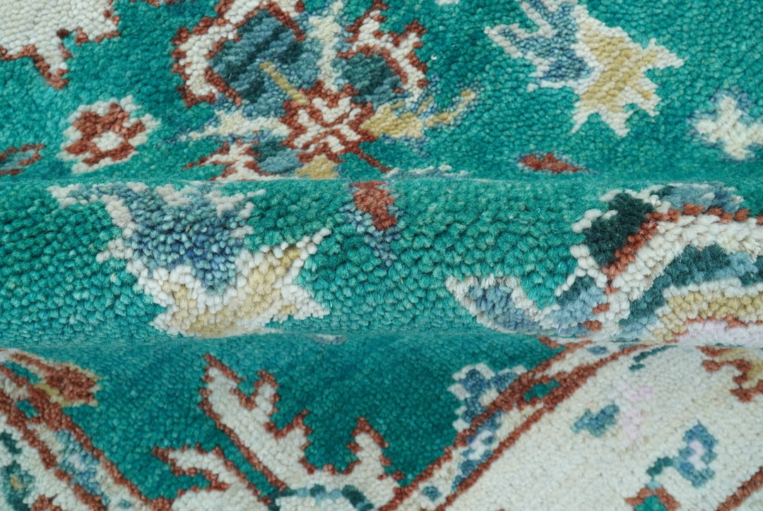 Traditional Design Teal Hand knotted 4x6 Wool Area Rug - The Rug Decor