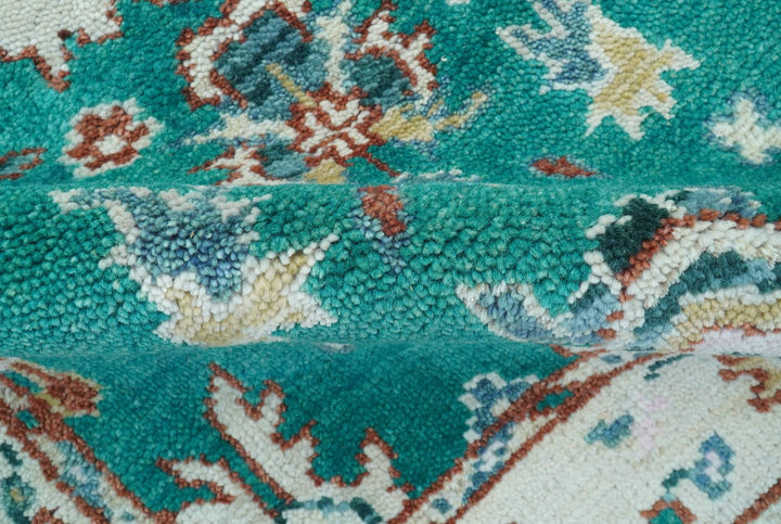 Traditional Design Teal Hand knotted 4x6 Wool Area Rug - The Rug Decor