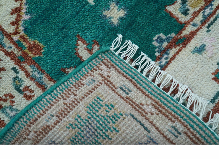 Traditional Design Teal Hand knotted 4x6 Wool Area Rug - The Rug Decor