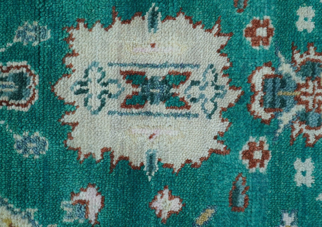Traditional Design Teal Hand knotted 4x6 Wool Area Rug - The Rug Decor