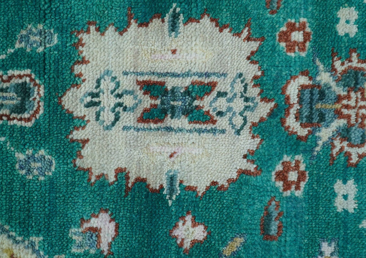 Traditional Design Teal Hand knotted 4x6 Wool Area Rug - The Rug Decor