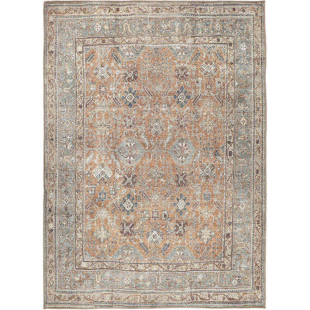 Traditional Design Washable Orange And Gray Rug - The Rug Decor