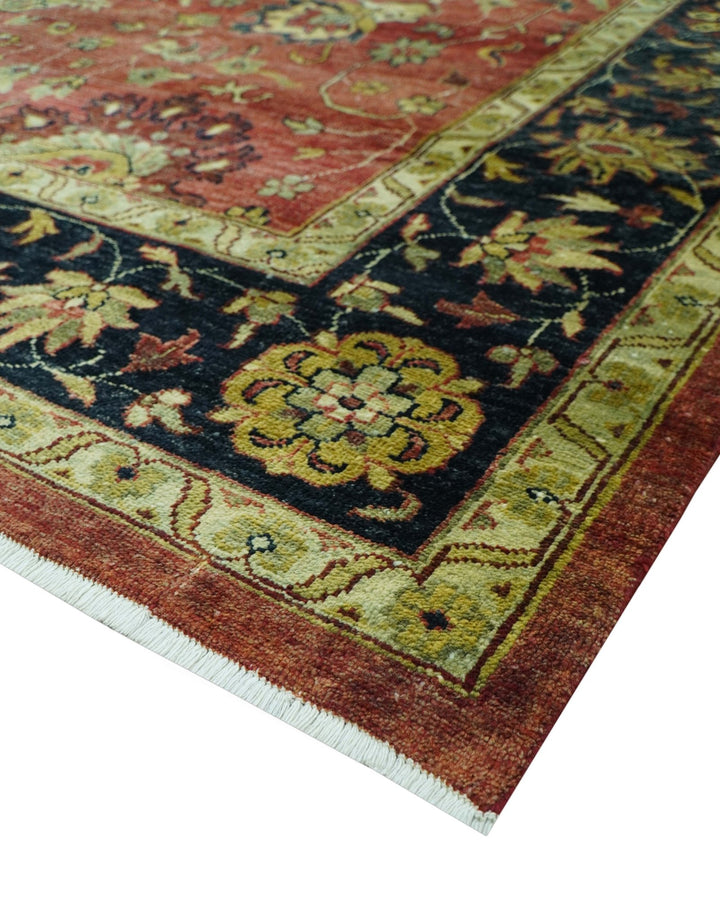 Traditional Fine Turkish design Rust And Beige 8x10 Hand Knotted Wool Area Rug - The Rug Decor