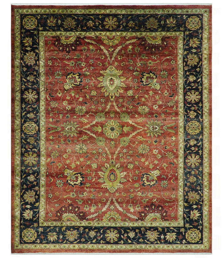Traditional Fine Turkish design Rust And Beige 8x10 Hand Knotted Wool Area Rug - The Rug Decor