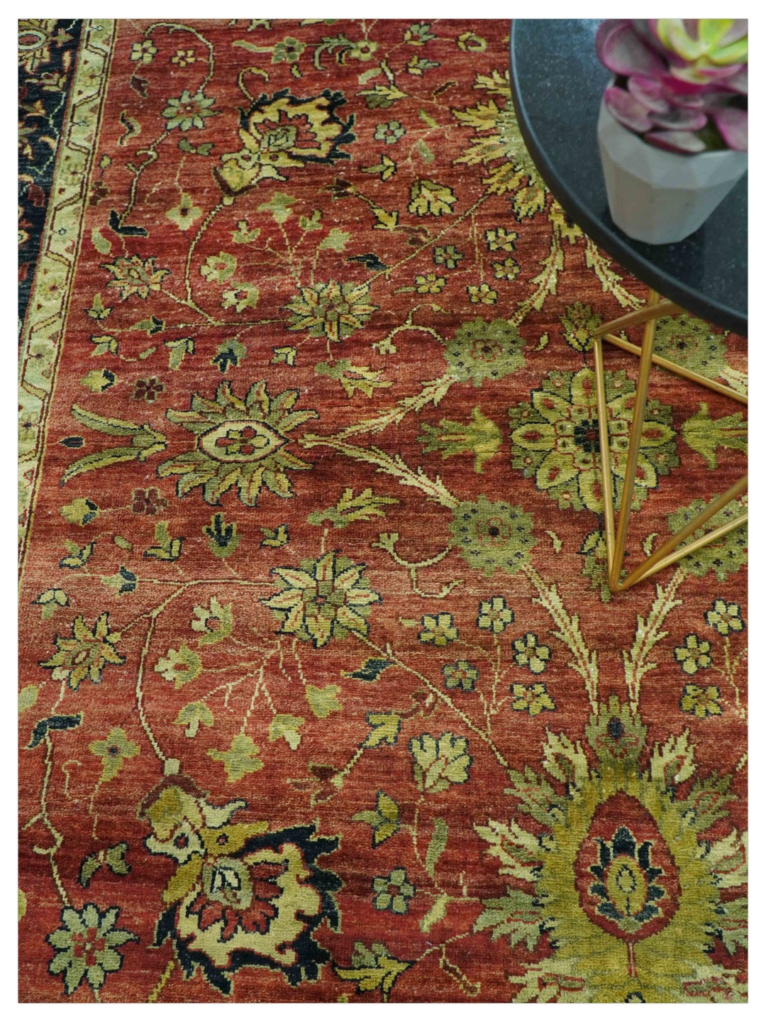 Traditional Fine Turkish design Rust And Beige 8x10 Hand Knotted Wool Area Rug - The Rug Decor