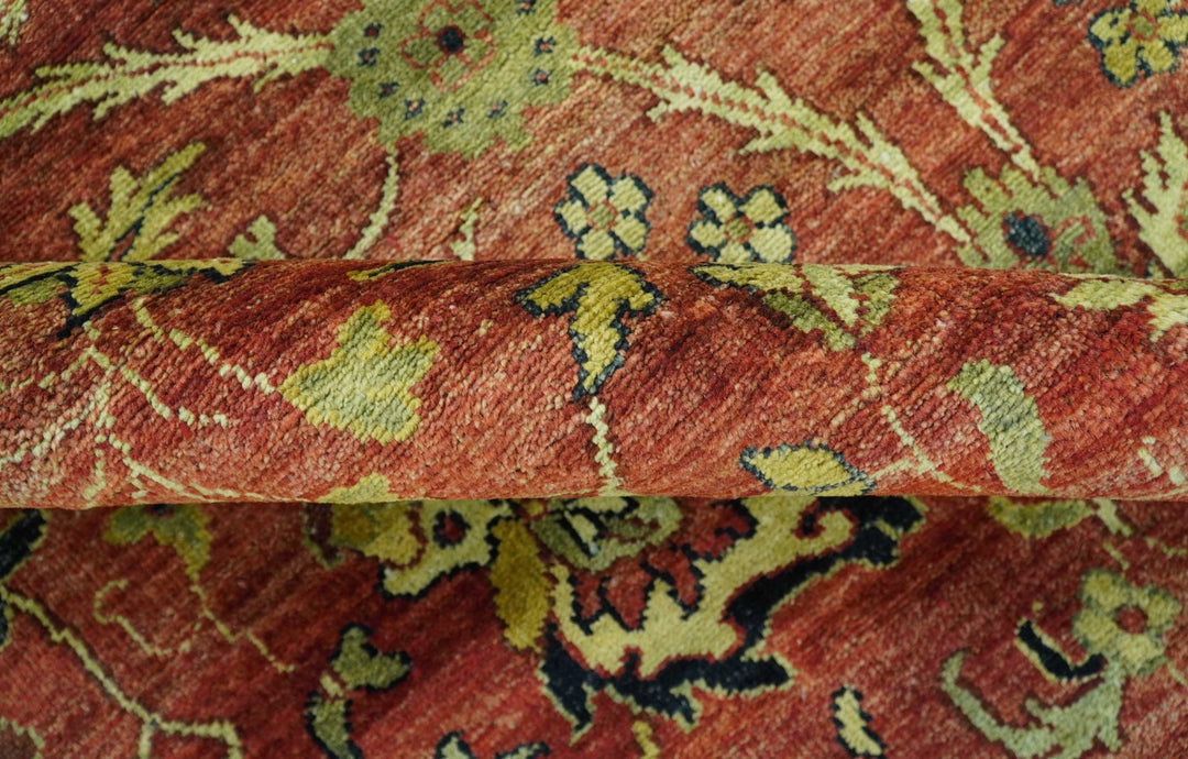 Traditional Fine Turkish design Rust And Beige 8x10 Hand Knotted Wool Area Rug - The Rug Decor