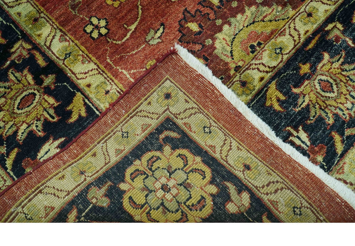 Traditional Fine Turkish design Rust And Beige 8x10 Hand Knotted Wool Area Rug - The Rug Decor