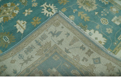 Traditional Floral 6x9 Teal, Ivory and Beige Oriental Hand Knotted wool rug - The Rug Decor