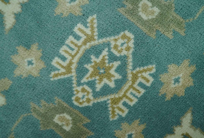 Traditional Floral 6x9 Teal, Ivory and Beige Oriental Hand Knotted wool rug - The Rug Decor