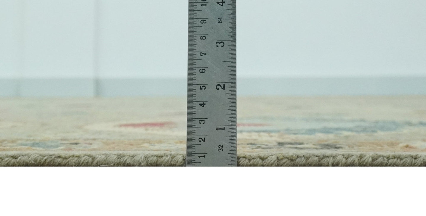 Traditional Floral 8x10 Beige Hand Tufted Oriental distressed wool area rug - The Rug Decor