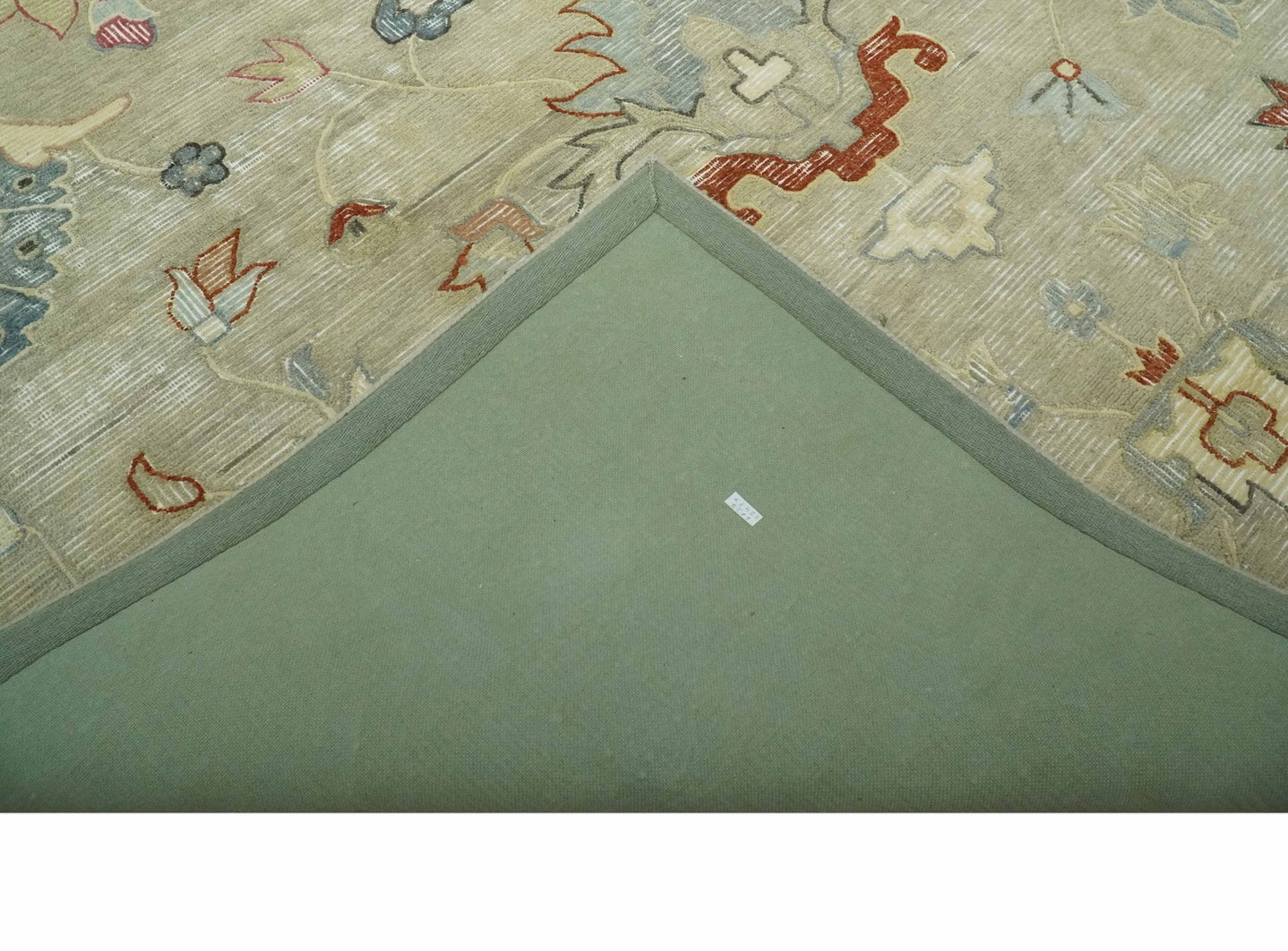 Traditional Floral 8x10 Beige Hand Tufted Oriental distressed wool area rug - The Rug Decor