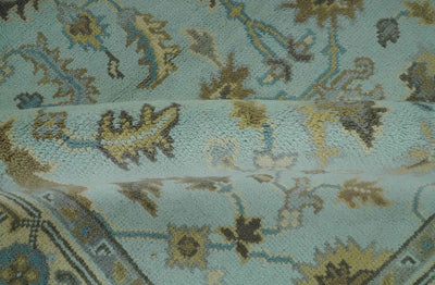 Traditional Floral Aqua, Beige and Taupe Hand Knotted 6x9 wool area rug - The Rug Decor