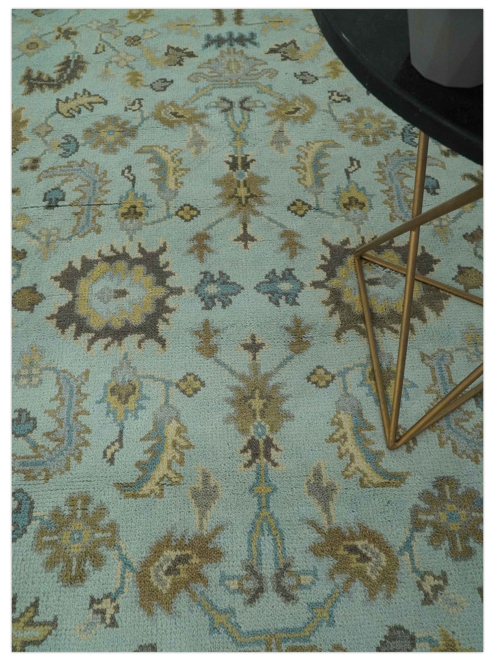 Traditional Floral Aqua, Beige and Taupe Hand Knotted 6x9 wool area rug - The Rug Decor